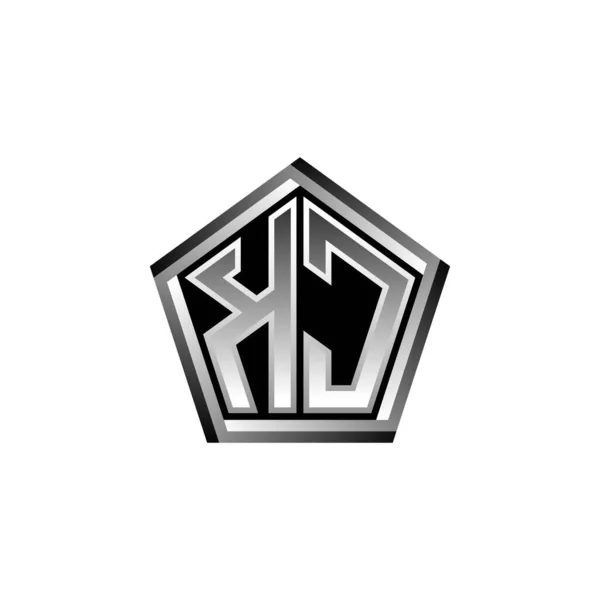 Monogram Logo Lettre Avec Design Géométrique Moderne Style Argent Forme — Image vectorielle