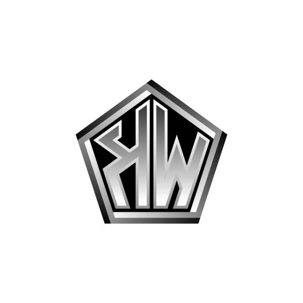 Modern Geometrik Gümüş Şekilli Monogram Logo Harfi Geometrik Şekil Yuvarlanmış — Stok Vektör