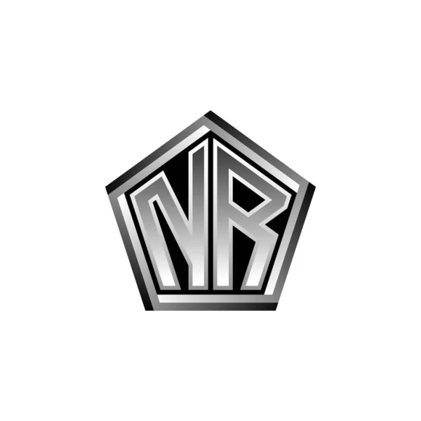 Λογότυπο Της Monogram Μοντέρνο Γεωμετρικό Ασημί Σχέδιο Γεωμετρικό Σχήμα Στρογγυλεμένο — Διανυσματικό Αρχείο
