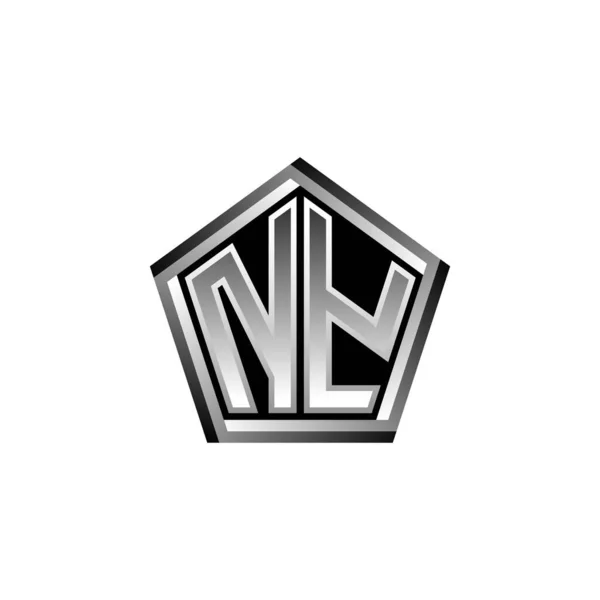 Γράμμα Λογότυπο Monogram Μοντέρνο Γεωμετρικό Ασημί Σχέδιο Γεωμετρικό Σχήμα Στρογγυλεμένο — Διανυσματικό Αρχείο