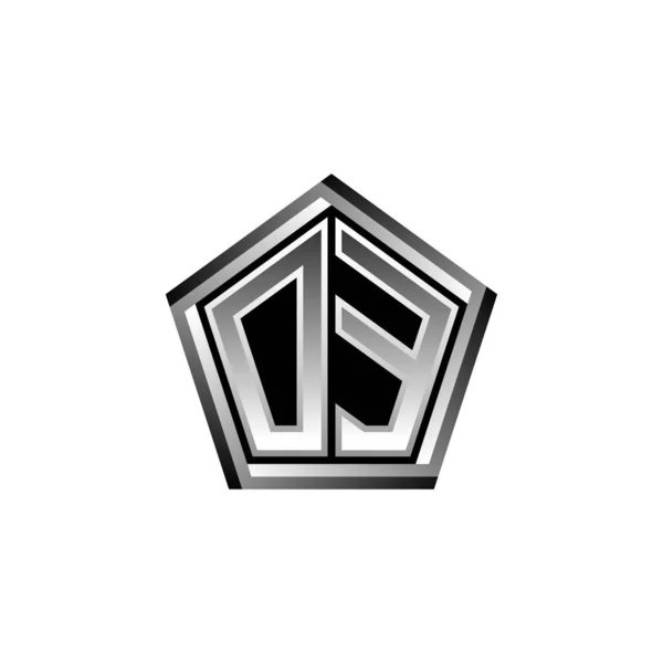 Monogram Logo Lettre Avec Design Géométrique Moderne Style Argent Forme — Image vectorielle