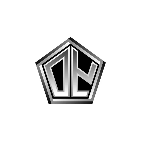 Logo Monogram Nowoczesnym Geometrycznym Wzorem Srebrnym Stylu Geometryczny Kształt Zaokrąglony — Wektor stockowy