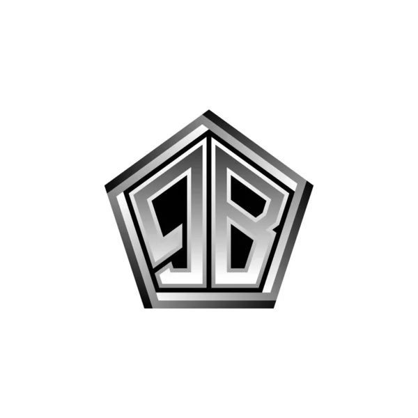 Monograma Logotipo Letra Com Design Moderno Estilo Prata Geométrica Forma — Vetor de Stock