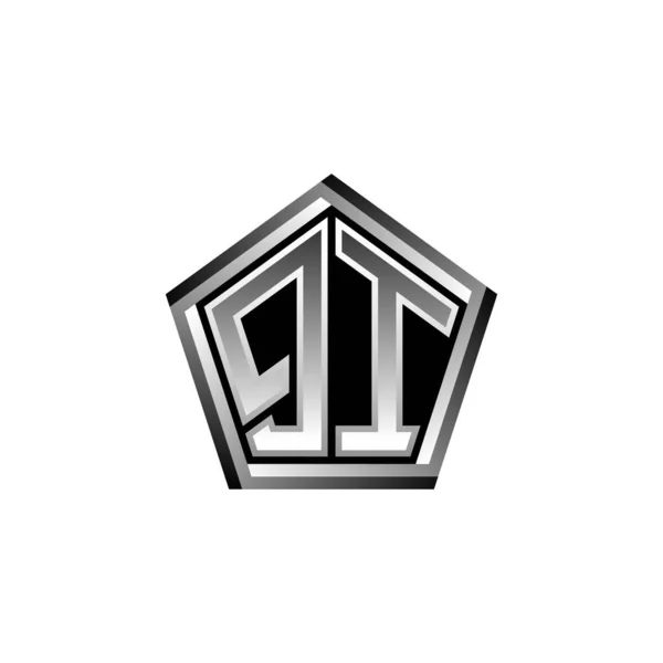 Monograma Logotipo Carta Com Design Moderno Estilo Prata Geométrica Forma — Vetor de Stock
