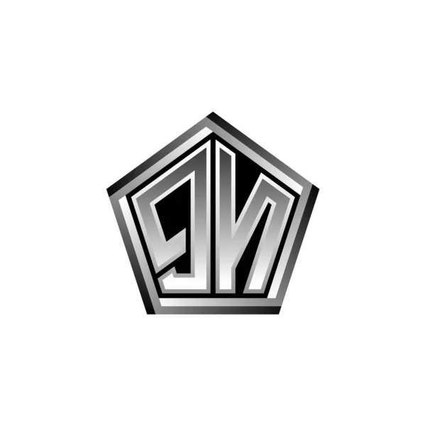Logo Monogram Nowoczesnym Geometrycznym Wzorem Srebrnym Stylu Geometryczny Kształt Zaokrąglony — Wektor stockowy