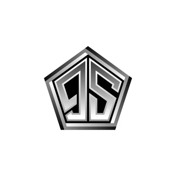 Logo Monogram Litera Nowoczesnym Geometrycznym Stylu Srebrnym Geometryczny Kształt Zaokrąglony — Wektor stockowy