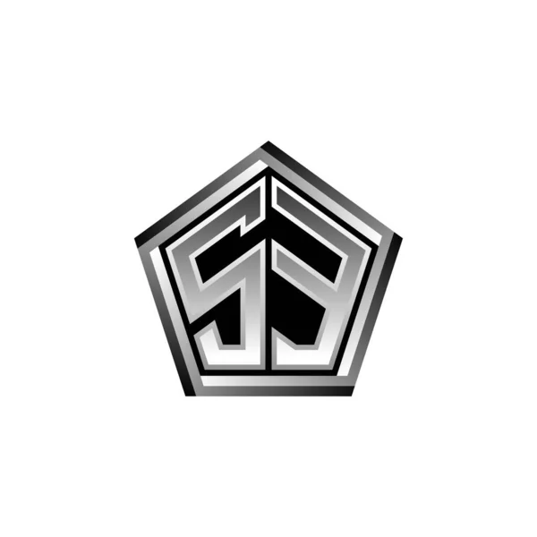 Monograma Logotipo Letra Com Design Moderno Estilo Prata Geométrica Forma — Vetor de Stock