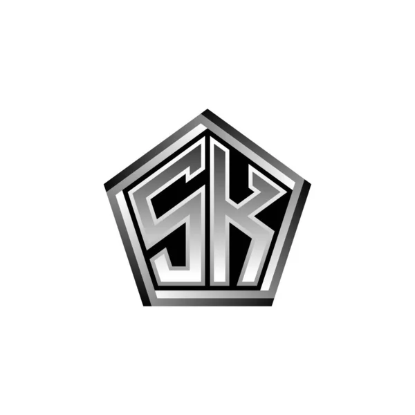 Litera Logo Monogram Nowoczesnym Geometrycznym Stylu Srebrnym Geometryczny Kształt Zaokrąglony — Wektor stockowy