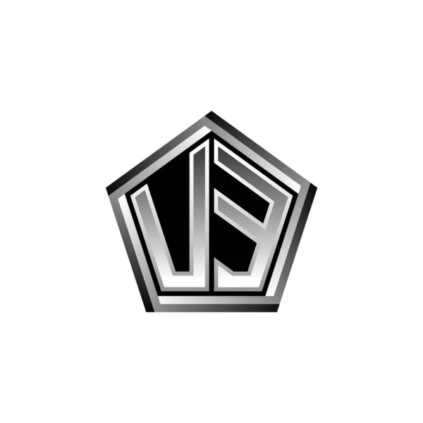 Carta Logotipo Monogram Con Diseño Moderno Estilo Geométrico Plateado Forma — Archivo Imágenes Vectoriales