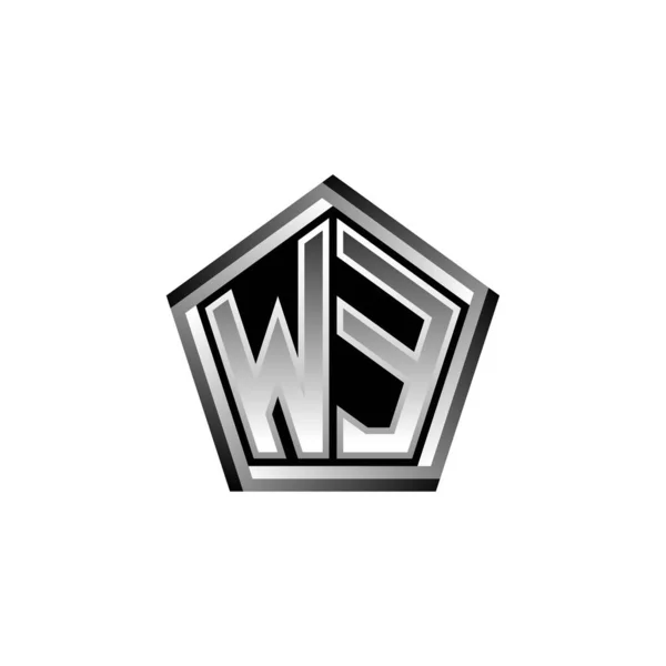 Logo Monogramu Nowoczesnym Geometrycznym Wzorem Srebrnym Stylu Geometryczny Kształt Zaokrąglony — Wektor stockowy