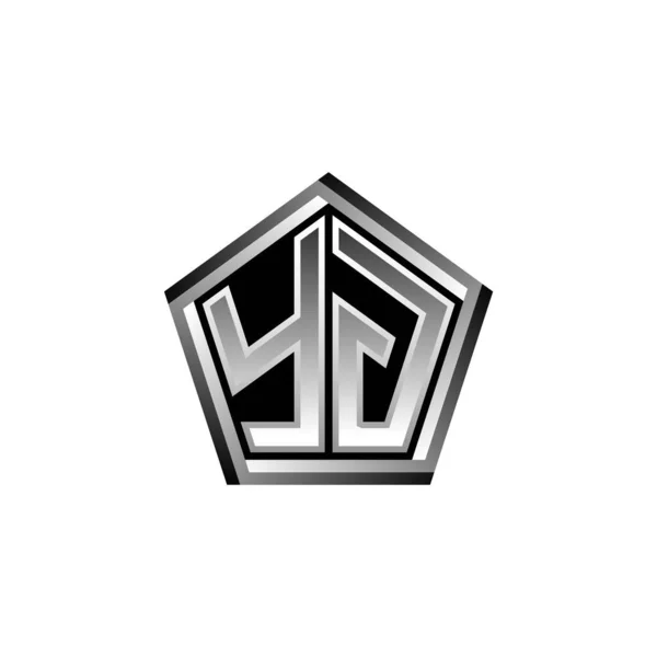 Monogram Logo Letter Met Moderne Geometrische Zilveren Stijl Design Geometrische — Stockvector
