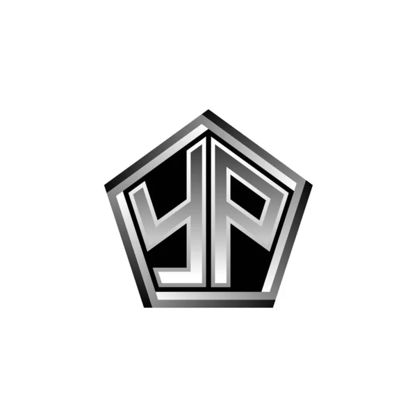 Monograma Logotipo Carta Com Design Moderno Estilo Prata Geométrica Forma — Vetor de Stock