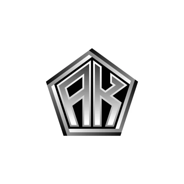 List Logo Monogram Nowoczesnym Geometrycznym Stylu Srebrnym Geometryczny Kształt Zaokrąglony — Wektor stockowy