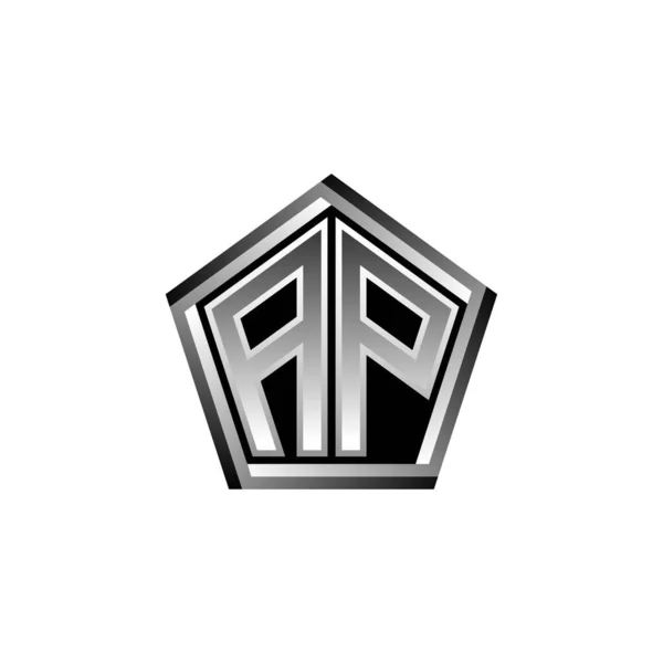 Logo Monogram Dengan Desain Gaya Geometris Perak Modern Bentuk Geometris - Stok Vektor