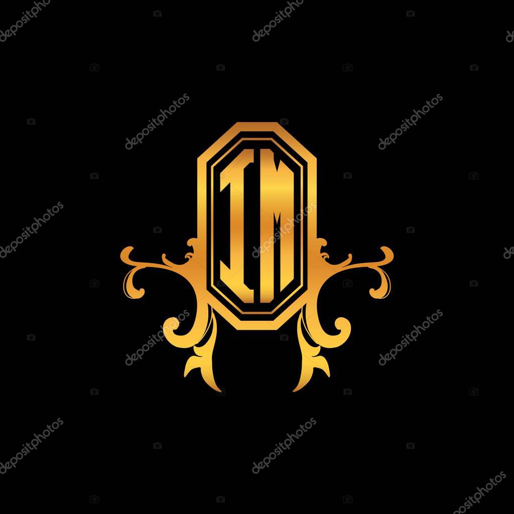 IM Monogram logo letter with modern geometric golden style design. Logo ornament, vintage monogram gold, ornamental logo letter