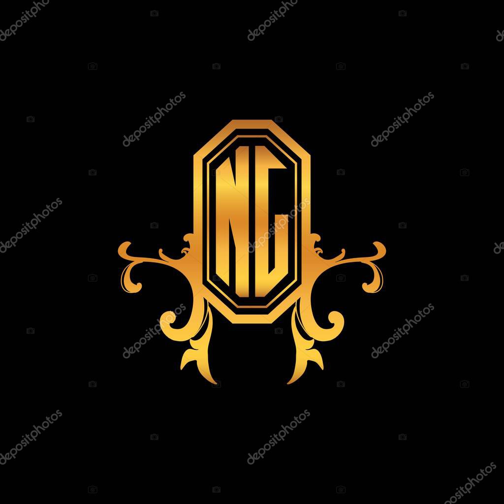 NJ Monogram logo letter with modern geometric golden style design. Logo ornament, vintage monogram gold, ornamental logo letter