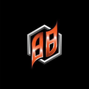 BB Monogram logo letter with modern geometric orange style design. Geometric hexagonal shape rounded, circle hexagon and triangle shape logo design