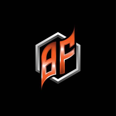 BF Monogram logo letter with modern geometric orange style design. Geometric hexagonal shape rounded, circle hexagon and triangle shape logo design