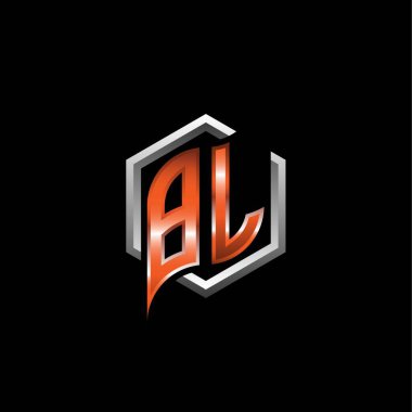 BL Monogram logo letter with modern geometric orange style design. Geometric hexagonal shape rounded, circle hexagon and triangle shape logo design