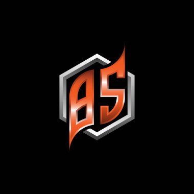 BS Monogram logo letter with modern geometric orange style design. Geometric hexagonal shape rounded, circle hexagon and triangle shape logo design