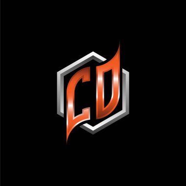 CO Monogram logo letter with modern geometric orange style design. Geometric hexagonal shape rounded, circle hexagon and triangle shape logo design