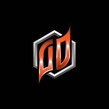 DO Monogram logo letter with modern geometric orange style design. Geometric hexagonal shape rounded, circle hexagon and triangle shape logo design