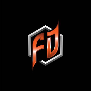 FD Monogram logo letter with modern geometric orange style design. Geometric hexagonal shape rounded, circle hexagon and triangle shape logo design