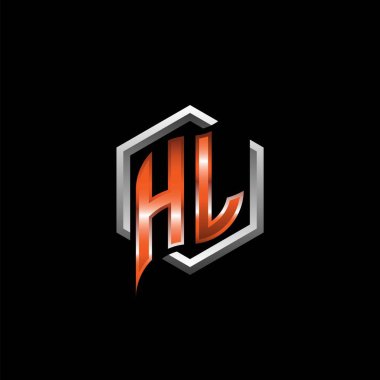 HL Monogram logo letter with modern geometric orange style design. Geometric hexagonal shape rounded, circle hexagon and triangle shape logo design