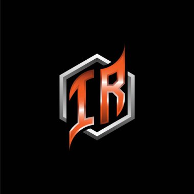 IR Monogram logo letter with modern geometric orange style design. Geometric hexagonal shape rounded, circle hexagon and triangle shape logo design