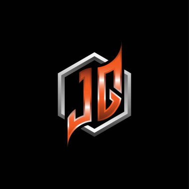 JQ Monogram logo letter with modern geometric orange style design. Geometric hexagonal shape rounded, circle hexagon and triangle shape logo design