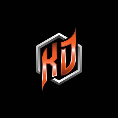 KD Monogram logo letter with modern geometric orange style design. Geometric hexagonal shape rounded, circle hexagon and triangle shape logo design