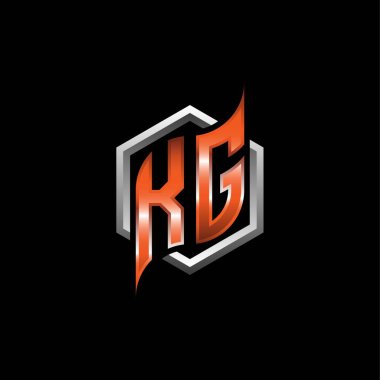 KG Monogram logo letter with modern geometric orange style design. Geometric hexagonal shape rounded, circle hexagon and triangle shape logo design