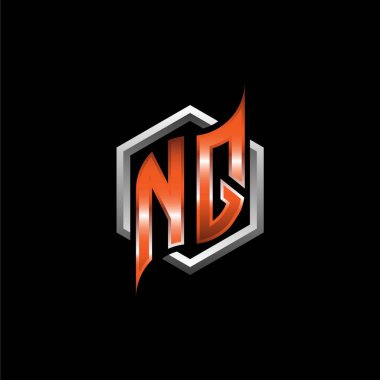 NQ Monogram logo letter with modern geometric orange style design. Geometric hexagonal shape rounded, circle hexagon and triangle shape logo design