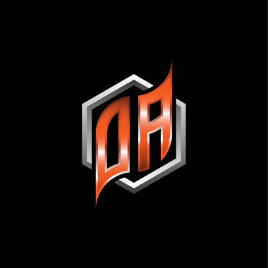 OA Monogram logo letter with modern geometric orange style design. Geometric hexagonal shape rounded, circle hexagon and triangle shape logo design