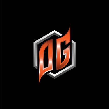 OG Monogram logo letter with modern geometric orange style design. Geometric hexagonal shape rounded, circle hexagon and triangle shape logo design