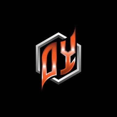 OY Monogram logo letter with modern geometric orange style design. Geometric hexagonal shape rounded, circle hexagon and triangle shape logo design