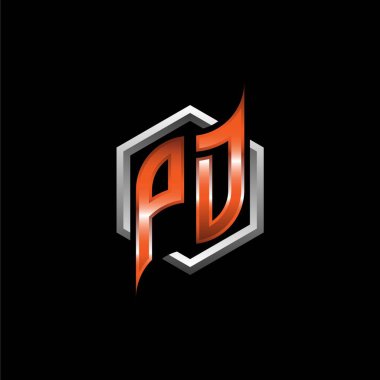 PD Monogram logo letter with modern geometric orange style design. Geometric hexagonal shape rounded, circle hexagon and triangle shape logo design