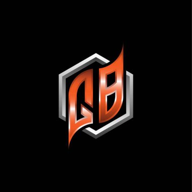 QB Monogram logo letter with modern geometric orange style design. Geometric hexagonal shape rounded, circle hexagon and triangle shape logo design