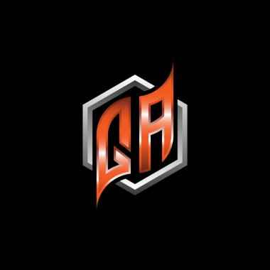 QA Monogram logo letter with modern geometric orange style design. Geometric hexagonal shape rounded, circle hexagon and triangle shape logo design