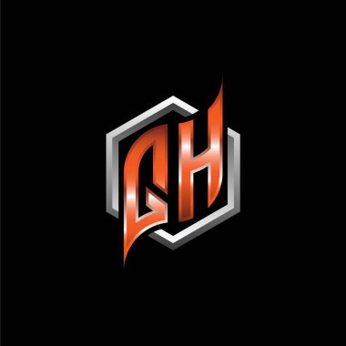 QH Monogram logo letter with modern geometric orange style design. Geometric hexagonal shape rounded, circle hexagon and triangle shape logo design