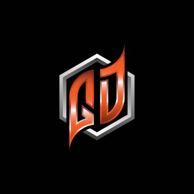 QD Monogram logo letter with modern geometric orange style design. Geometric hexagonal shape rounded, circle hexagon and triangle shape logo design