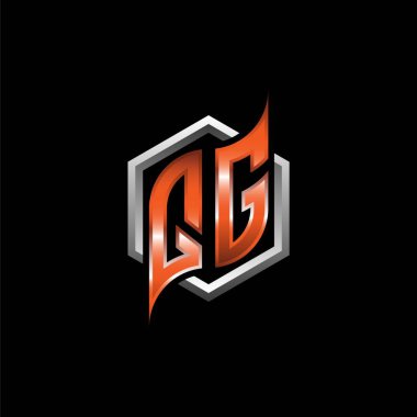 QG Monogram logo letter with modern geometric orange style design. Geometric hexagonal shape rounded, circle hexagon and triangle shape logo design