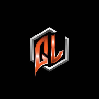 QL Monogram logo letter with modern geometric orange style design. Geometric hexagonal shape rounded, circle hexagon and triangle shape logo design