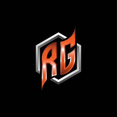 RG Monogram logo letter with modern geometric orange style design. Geometric hexagonal shape rounded, circle hexagon and triangle shape logo design