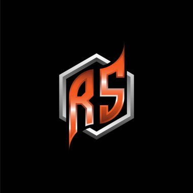 RS Monogram logo letter with modern geometric orange style design. Geometric hexagonal shape rounded, circle hexagon and triangle shape logo design