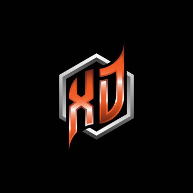 XD Monogram logo letter with modern geometric orange style design. Geometric hexagonal shape rounded, circle hexagon and triangle shape logo design