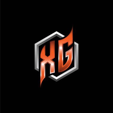 XG Monogram logo letter with modern geometric orange style design. Geometric hexagonal shape rounded, circle hexagon and triangle shape logo design