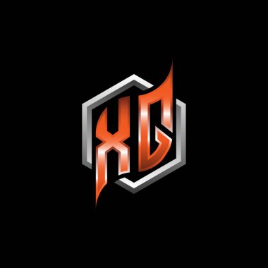 XQ Monogram logo letter with modern geometric orange style design. Geometric hexagonal shape rounded, circle hexagon and triangle shape logo design