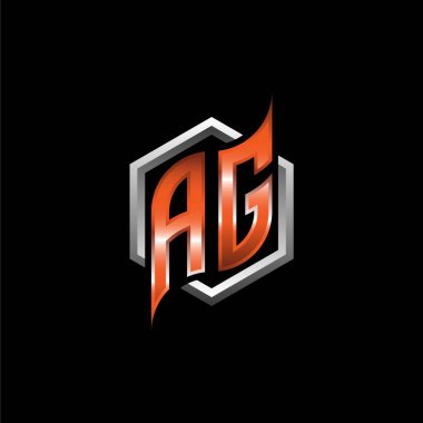 AG Monogram logo letter with modern geometric orange style design. Geometric hexagonal shape rounded, circle hexagon and triangle shape logo design