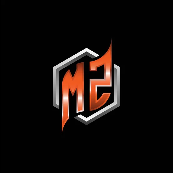 Monogram Logo Letter Modern Geometric Orange Style Design Forma Geométrica — Vector de stock
